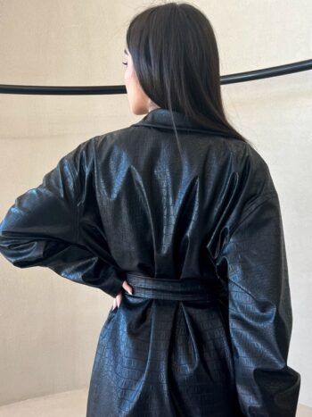 جکت جیب دار چرم پوست ماری