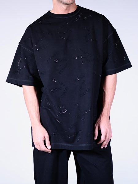 ALL OVER CRYSTAL LOGO RAVE T-SHIRT