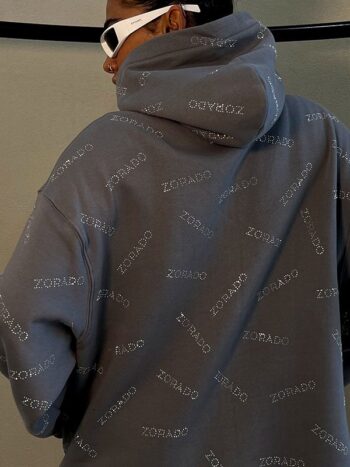 ALL OVER CRYSTAL LOGO HOODIE