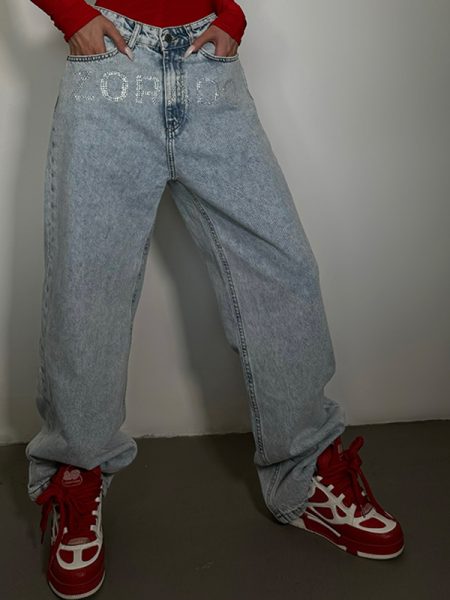 DINA TROUSERS WITH CRYSTAL LOGO