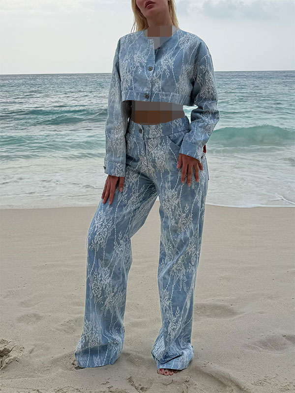 LIMITED DENIM LACE TROUSERS