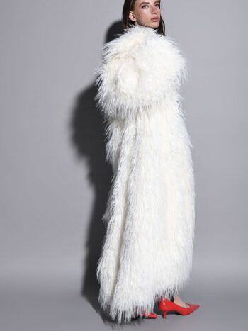 LIMITED FAUX FUR LONG WHITE JACKET