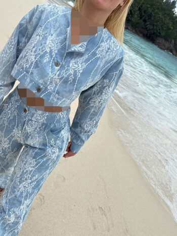 LIMITED DENIM LACE CROP JACKET