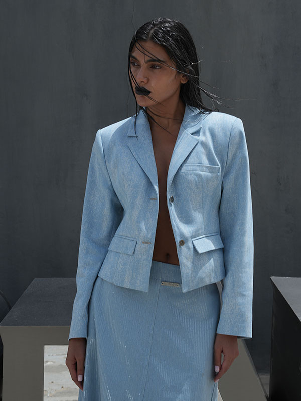 LIMITED DENIM CORSET BLAZER